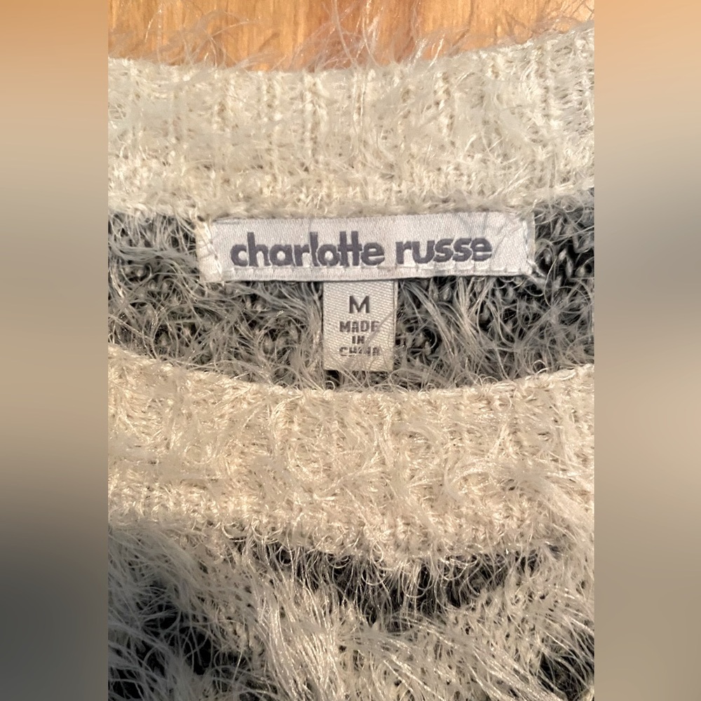 Charlotte Russe,fuzzy sweater dress, black and white. - Picture 4 of 4